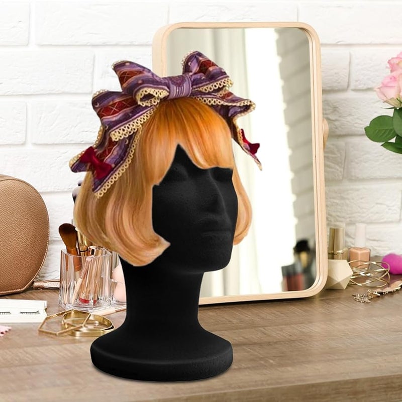 Black Velvet Wig Display Mannequin Head Size B For Hair Accessories Hats And Glasses - Image 3
